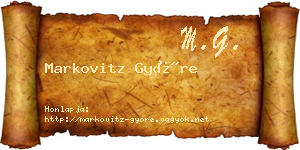 Markovitz Györe névjegykártya